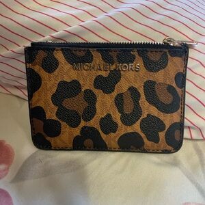 Michael Kors Black Leather Zip Pouch with Gold Hardware